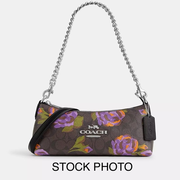 COACH Charlotte Signature C Rose Print Coated Canvas 2-Way Shoulder/Cros… - Picture 7 of 8